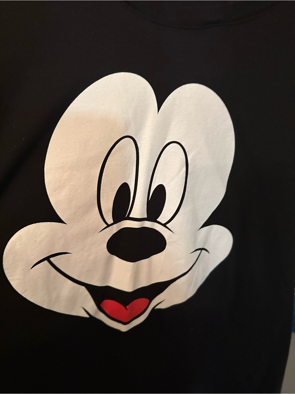 Disney Black T-Shirt with White Mickey Face and Red Tongue